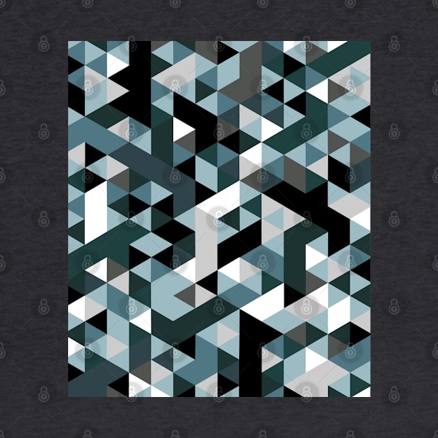 Distorted Geometric in Blues, Greens and Greys by OneThreeSix